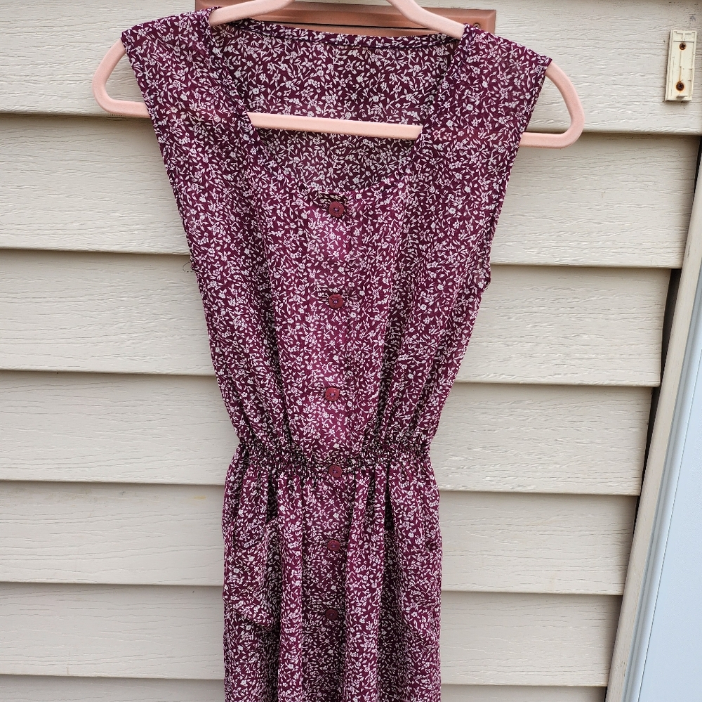 Burgundy floral spring summer dress